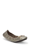 Me Too Olympia Skimmer Flat In Pewter Leather