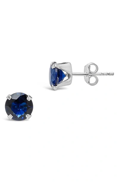 Sterling Forever Sterling Silver Cubic Zirconia Stud Earrings In Sapphire