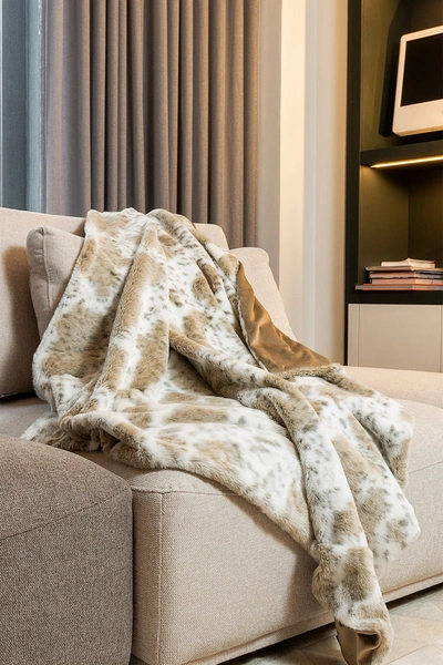 Luxe Faux Fur Throw In Snow Leopard