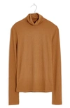 Madewell Lightweight Ribbed Turtleneck Top In Toffee