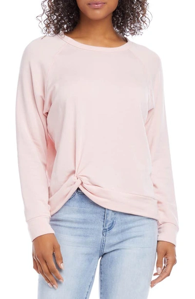 Karen Kane Twist Front Sweatshirt In Pastel Pink