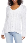 Karen Kane Cable Knit Sweater In Off White