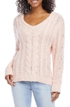 Karen Kane Cable Knit Sweater In Pink