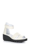 Fly London Bono 290 Wedge Sandal In Off White Mousse