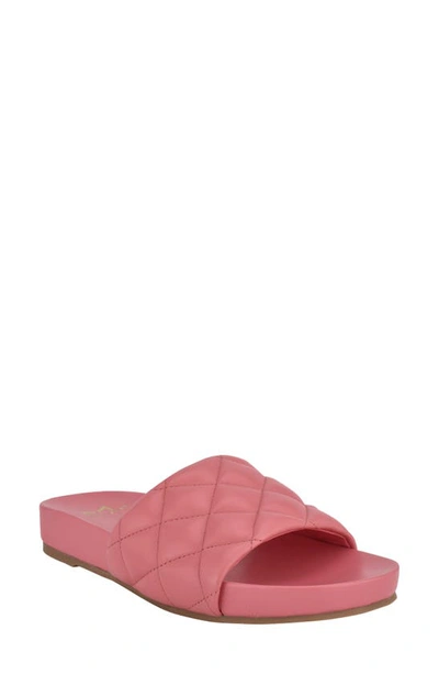 Marc Fisher Ltd Imenal Quilted Slide Sandals In Medium Pink