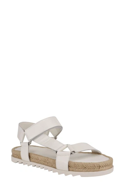 Marc Fisher Ltd Jecca Asymmetrical Espadrille Sandals In White Leather