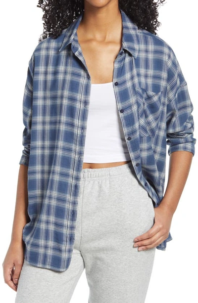 Bp. Plaid Flannel Shirt In Blue Lino Plaid