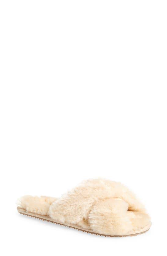 cream fuzzy slippers