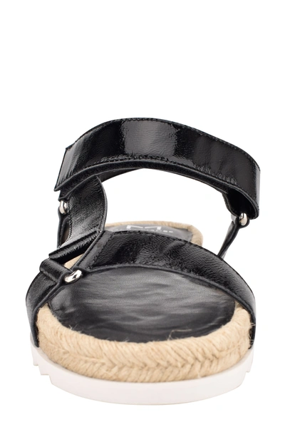 Marc Fisher Ltd Jecca Asymmetrical Espadrille Sandals In Black Leather