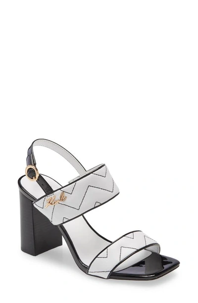 Karl Lagerfeld Radina Block-heel Sandals Women's Shoes In Bright White/ Black