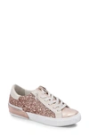 Dolce Vita Zina Lace-up Sneakers Women's Shoes In Rose Gold Glitter