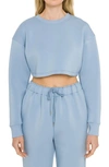 Grey Lab Lounge Wear Crop Crewneck Sweatshirt In Blue