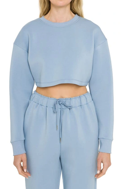 Grey Lab Lounge Wear Crop Crewneck Sweatshirt In Blue