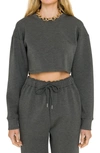 Grey Lab Lounge Wear Crop Crewneck Sweatshirt In Charcoal