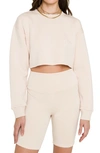 Grey Lab Lounge Wear Crop Crewneck Sweatshirt In Beige