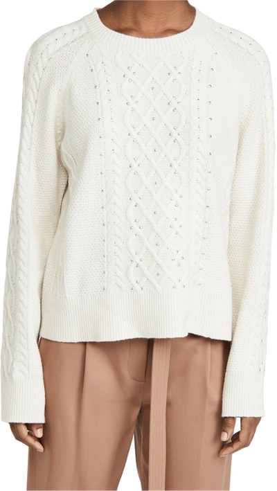 Jason Wu Embellished Cable-knit Sweater In Cream