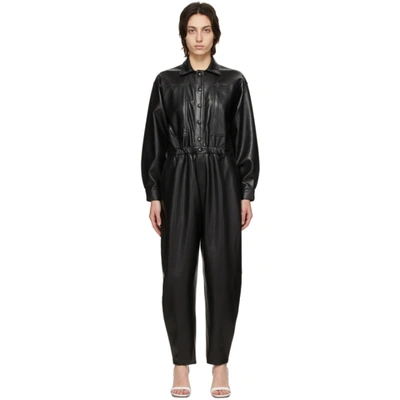 Agolde '80s Long Sleeve Faux Leather Jumpsuit In Detox