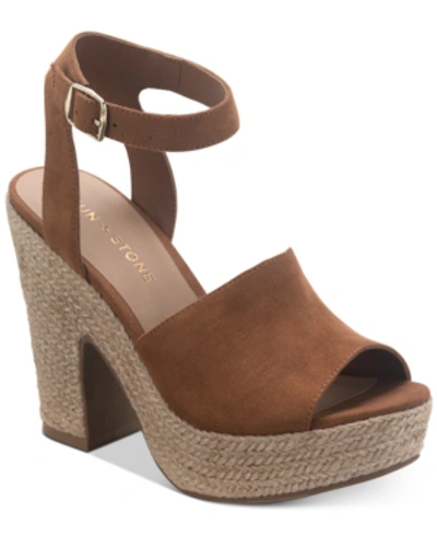Sun + Stone Fey Espadrille Dress Sandals, Created For Macy's Women's Shoes In Cognac
