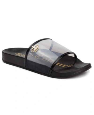 Juicy Couture Women's Wyndows Fashion Slide Sandal In Black Smoke Lucite