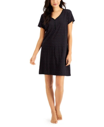 Charter Club The Everyday Cotton Printed Sleep Shirt, Created For Macy's In Duo Dot