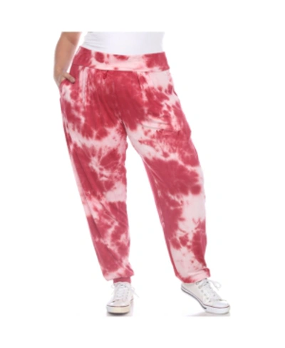 White Mark Plus Size Tie Dye Harem Pants In Red