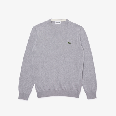 Lacoste Organic Crew Neck Cotton Sweater - Grey Marl