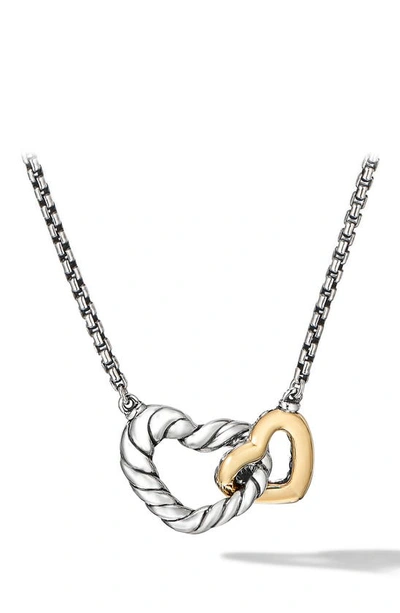 David Yurman Women's Cable Collectibles Interlocking Heart Necklace In Sterling Silver With 18k Yellow Gold In Multi
