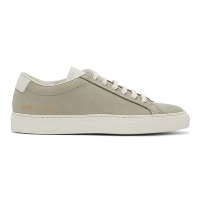Common Projects Khaki Nubuck Achilles Low Sneakers In Pale Green