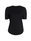 Theory Classic Ruched Short Sleeve Sateen T-shirt In Black