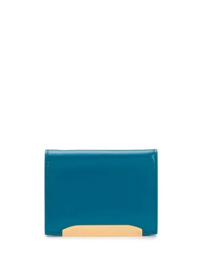 Marni Logo Plaque Compact Wallet In Blue