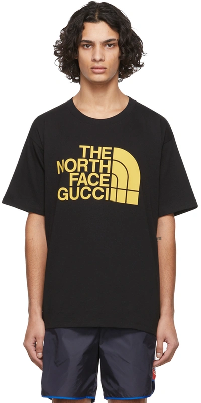Gucci Black The North Face Edition Logo T-shirt In Black,yellow