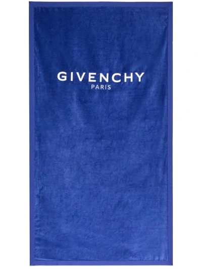 Givenchy Logo Embroidered Towel In Blue