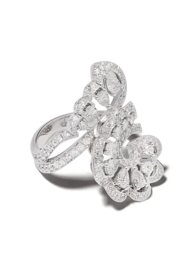 Chopard 18kt White Gold Diamond Swirl Ring In Silver