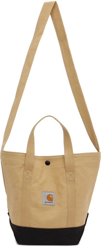 Carhartt Beige Small Canvas Tote In Dusty/black