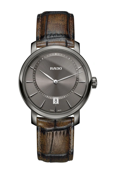 Rado Diamastter Xl Croc-embossed Leather Watch, 40mm