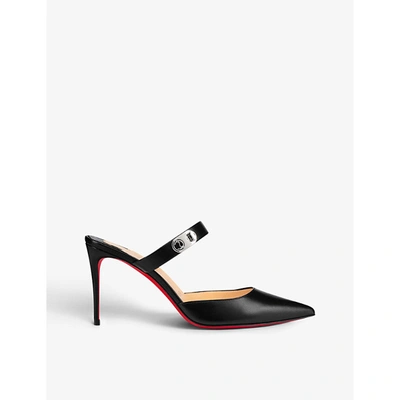 Christian Louboutin Choc Lock 85 Point-toe Leather Mule Pumps In Black