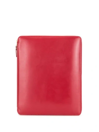 Comme Des Garçons Zip-up Leather Wallet In Red