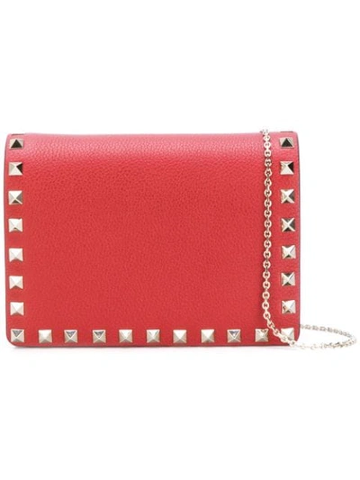 Valentino Garavani Mini Rockstud Bag In Red ,metallic