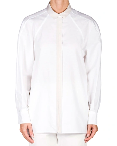 Agnona Grosgrain Placket Cotton-linen Shirt In White