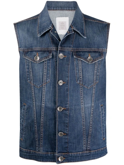 Eleventy Denim Vest With Welt Pockets