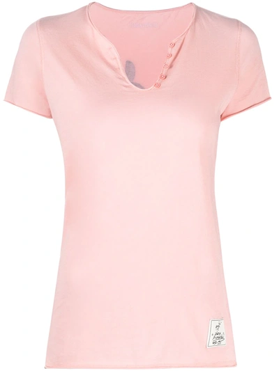 Zadig & Voltaire Buttoned Cotton T-shirt In Pink