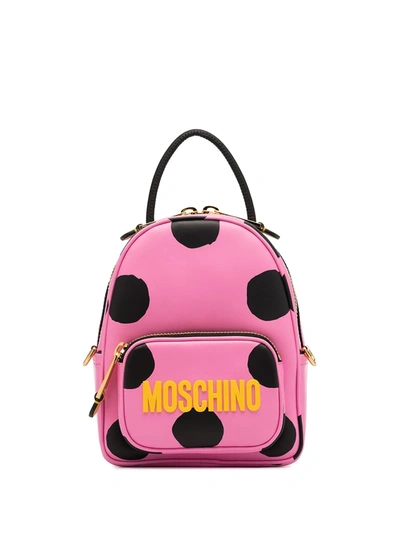 Moschino Pink Polka Dot Leather Mini Backpack