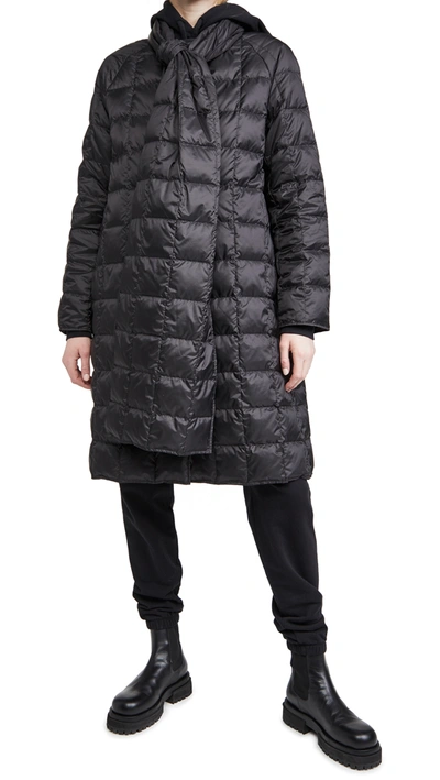 Theory Detachable-scarf Quilted Shell-down Coat In Black