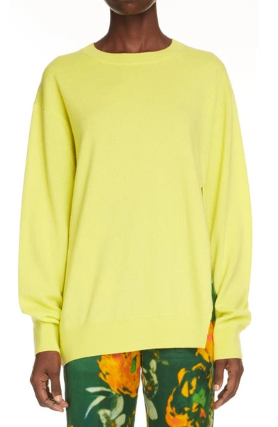 Dries Van Noten Nevermind Side Slit Cashmere Sweater In Yellow