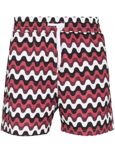 Frescobol Carioca Copacabana Slim-fit Short-length Printed Swim Shorts In Pink