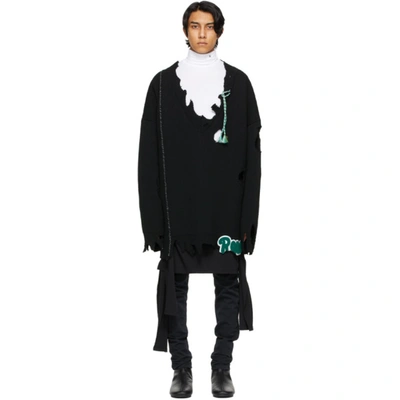 Raf Simons Archive Redux Aw '16 Oversize Destroyed Sweater In Schwarz