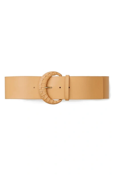 Lafayette 148 Italian Nappa Leather Wide Belt In Beige