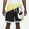Nike Dri-fit Throwback Futura Men's Basketball Shorts In Saturn Gold,black,white,white