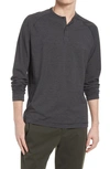 Public Rec Go-to Long Sleeve Performance Henley T-shirt In Heather Charcoal