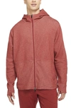 Nike Restore Dri-fit Full Zip Fleece Hoodie In Dark Cayenne/heather/black
